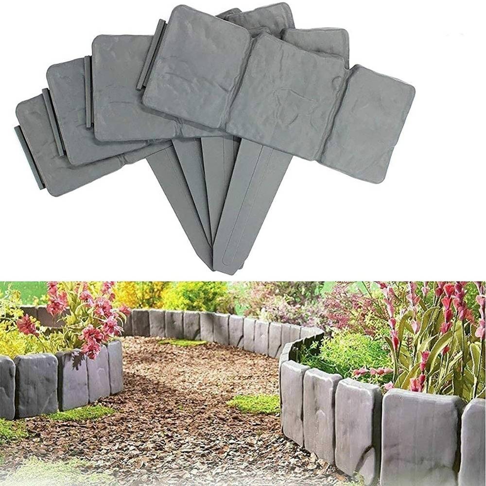 Stone-effect flower bed borders